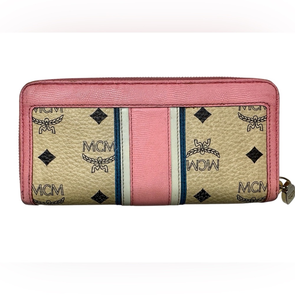 MCM Visetos Pink and Tan Zip Wallet - Picture 2 of 12